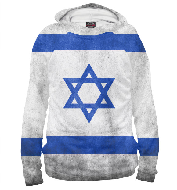 Женское худи с изображением Флаг Израиля цвета Белый