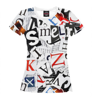 Женская футболка Коллаж, буквы и слова
