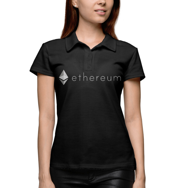 Женское поло с изображением Ethereum цвета Белый