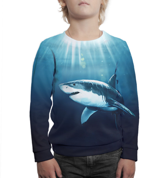 Свитшот для мальчиков с изображением Акула цвета Белый