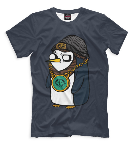 Мужская футболка с изображением Пингвин цвета Черный