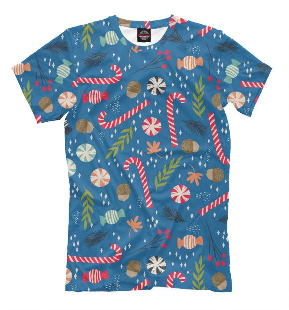Мужская футболка с изображением Christmas collection 2019 цвета Грязно-голубой