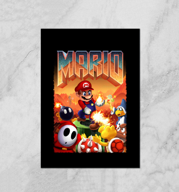 Плакат с изображением Mario Doom цвета Белый