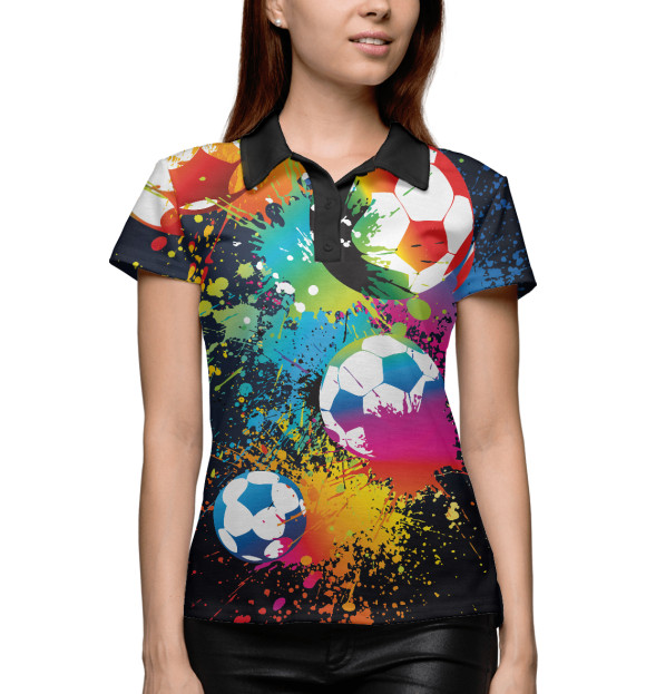 Женское поло с изображением Футбол цвета Белый
