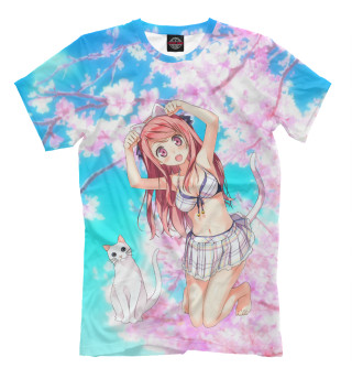 Мужская футболка Девочка и котик