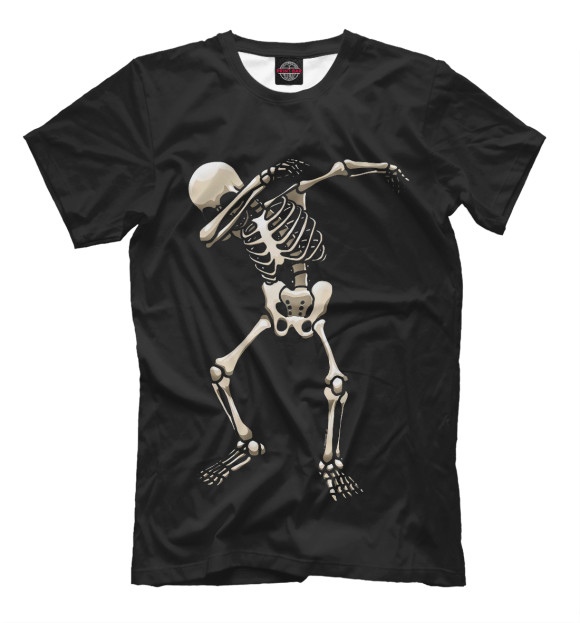 Мужская футболка с изображением Скелет цвета Черный