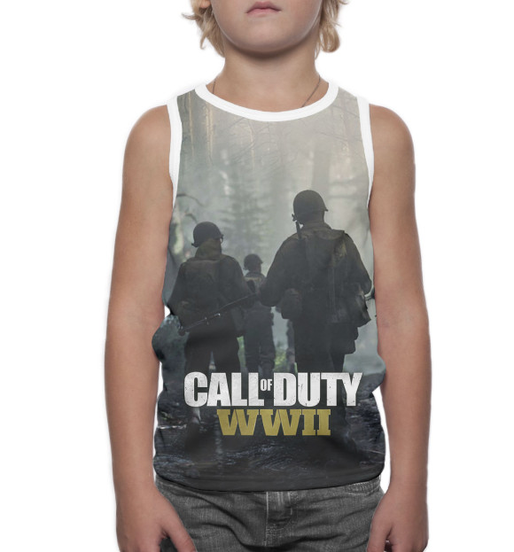 Майка для мальчика с изображением Call of Duty: WWII цвета Белый