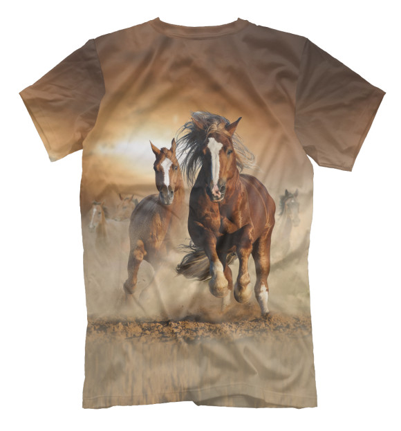Мужская футболка с изображением Бегущие лошади цвета Белый