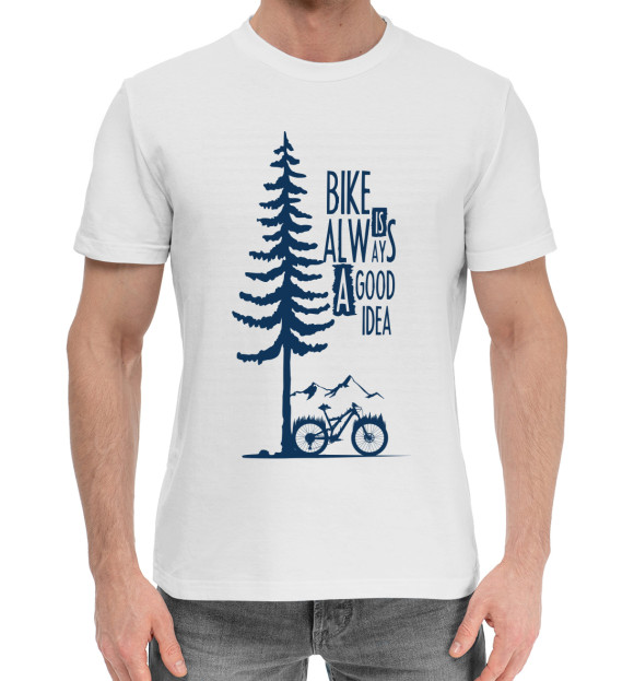 Мужская хлопковая футболка с изображением Bike цвета Белый