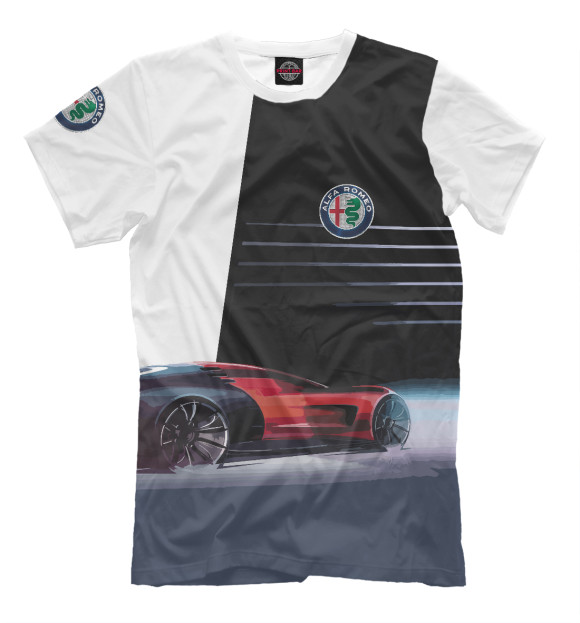 Мужская футболка с изображением Alfa Romeo sketch цвета Белый