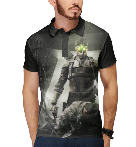 Мужское поло с изображением Splinter Cell: Blacklist — Сэм Фишер цвета Белый