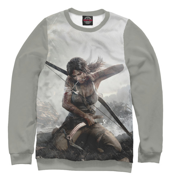 Мужской свитшот с изображением Tomb Raider цвета Белый