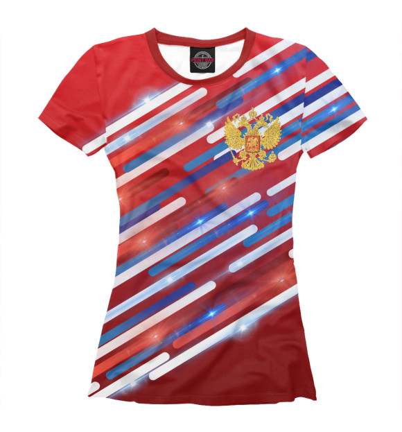 Женская футболка с изображением Россия триколор цвета Белый