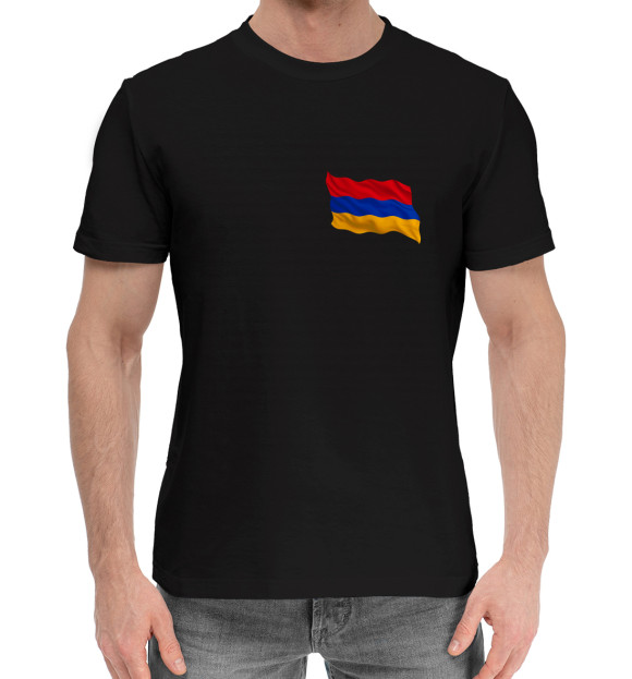 Мужская хлопковая футболка с изображением Армения цвета Черный