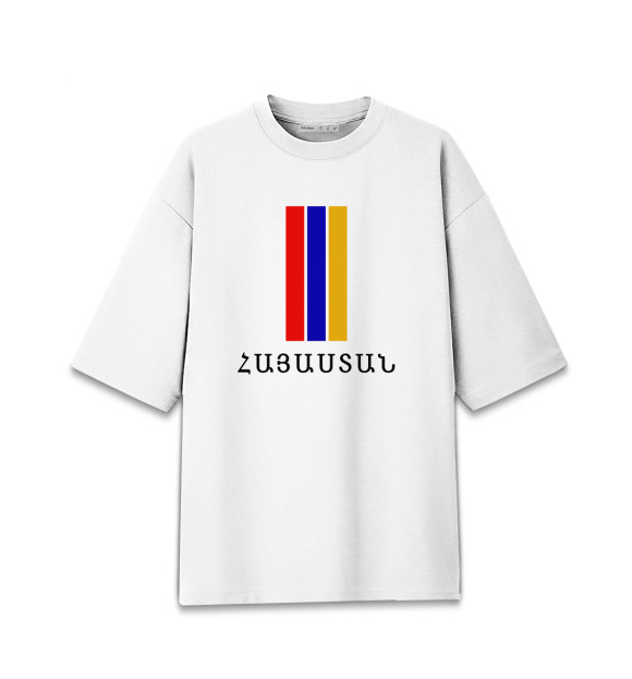 Мужская футболка оверсайз с изображением Армения цвета Белый