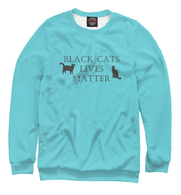 Мужской свитшот с изображением Black cats lives matter цвета Белый
