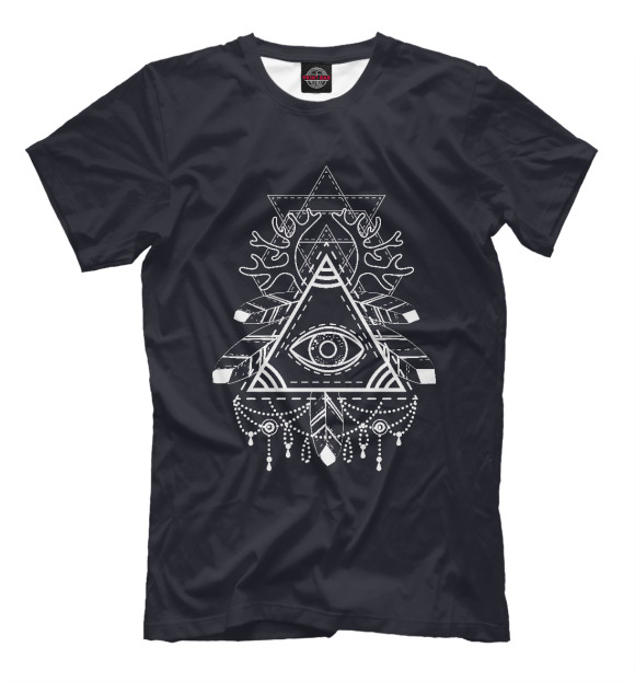 Мужская футболка с изображением Глаз в пирамиде цвета Белый
