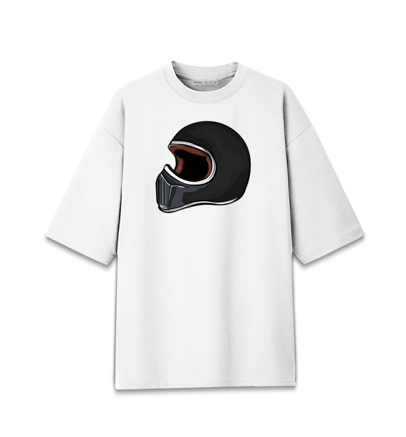 Женская футболка оверсайз с изображением Шлем цвета Белый