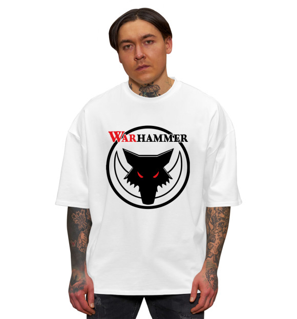 Мужская футболка оверсайз с изображением Warhammer цвета Белый