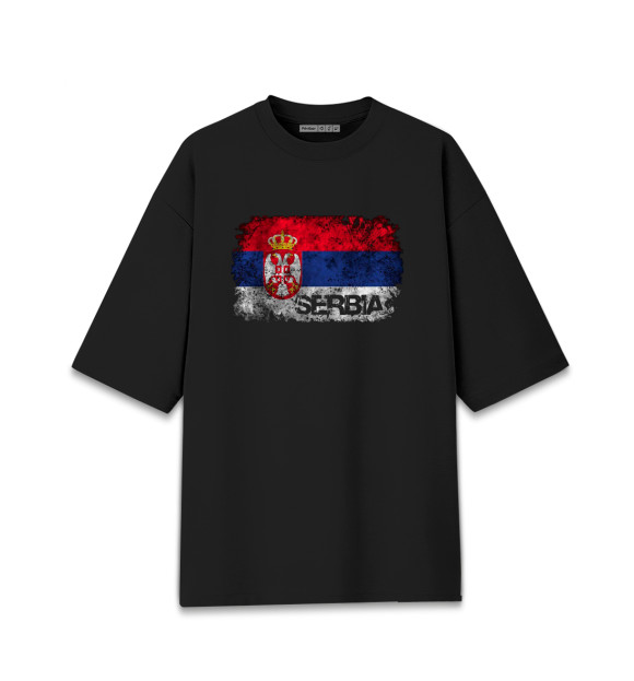 Женская футболка оверсайз с изображением Serbia цвета Черный