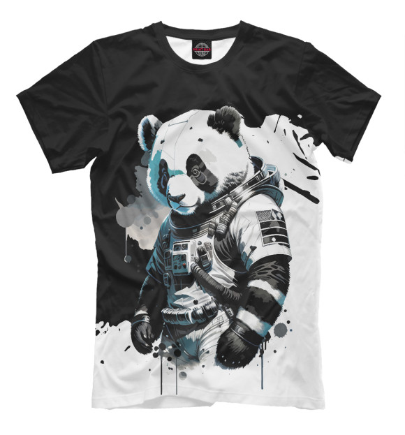Мужская футболка с изображением Панда космонавт цвета Белый