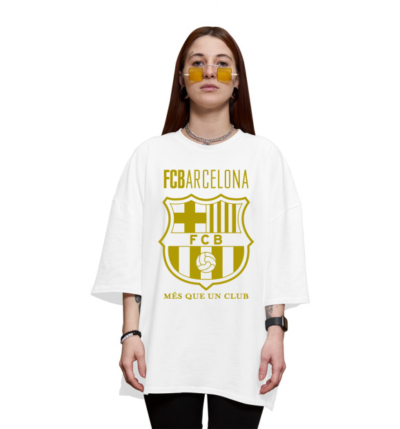 Женская футболка оверсайз с изображением Barcelona цвета Белый