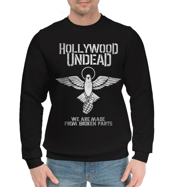Мужской хлопковый свитшот с изображением Hollywood Undead цвета Черный