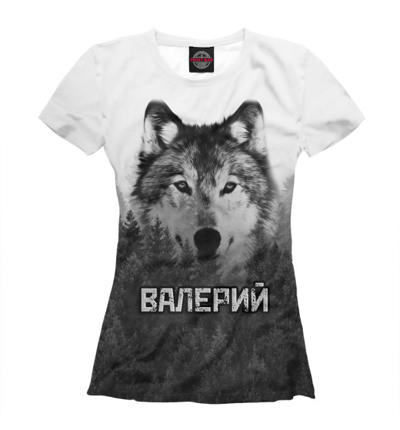 Футболка для девочек с изображением Волк над лесом - Валерий цвета Белый