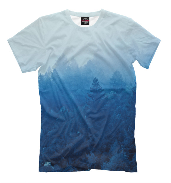 Мужская футболка с изображением Туманный лес цвета Молочно-белый