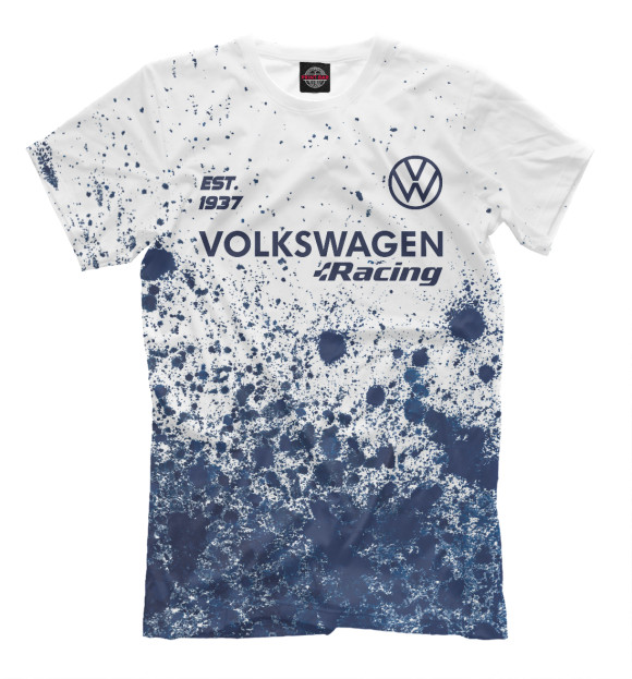Мужская футболка с изображением Volkswagen Racing | Est. 1937 цвета Белый