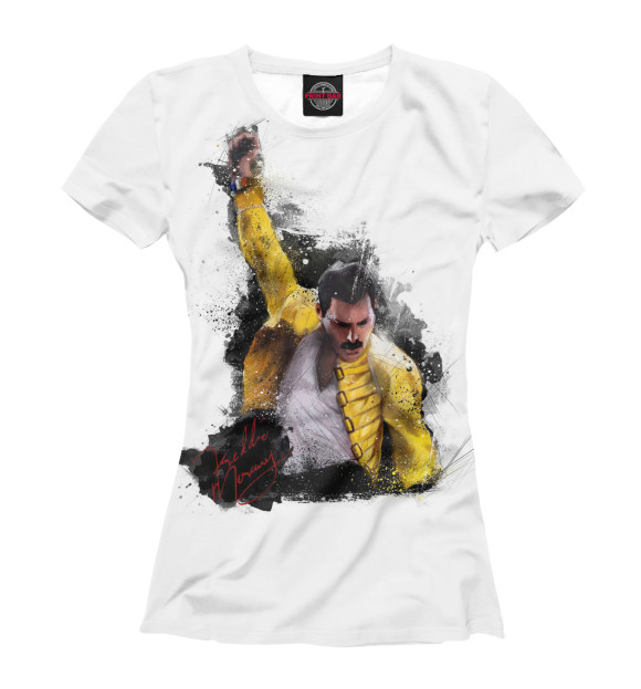 Женская футболка с изображением Freddie Mercury цвета Белый