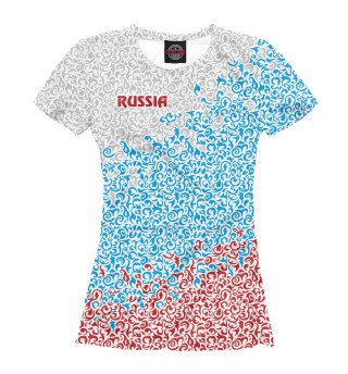 Женская футболка Россия. Завитушки