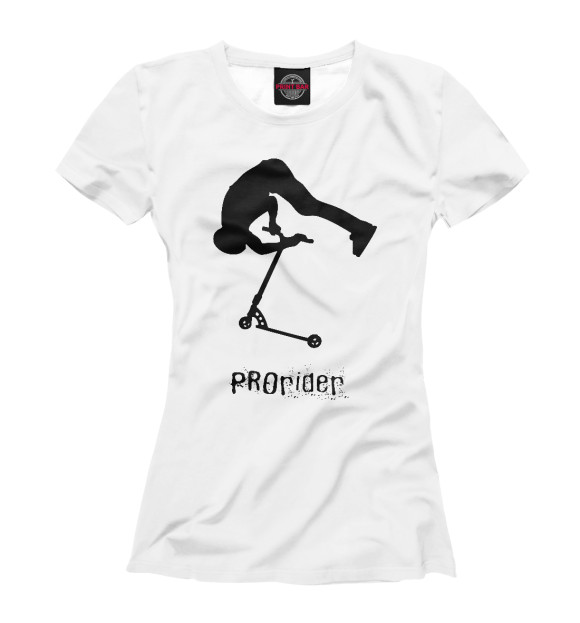 Женская футболка с изображением Самокат фристайл Прорайдер PROrider цвета Белый
