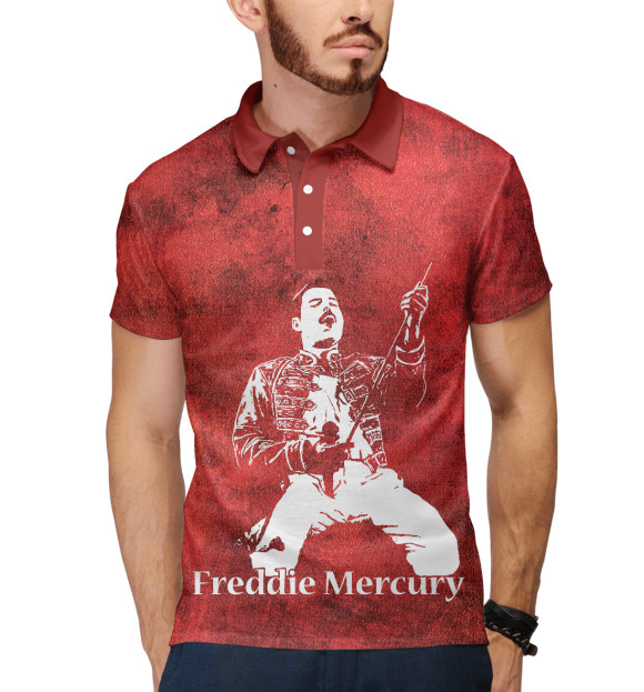 Мужское поло с изображением Freddie Mercury цвета Белый