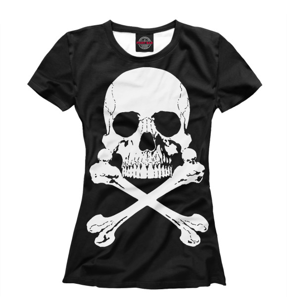 Женская футболка с изображением Череп и кости цвета Белый