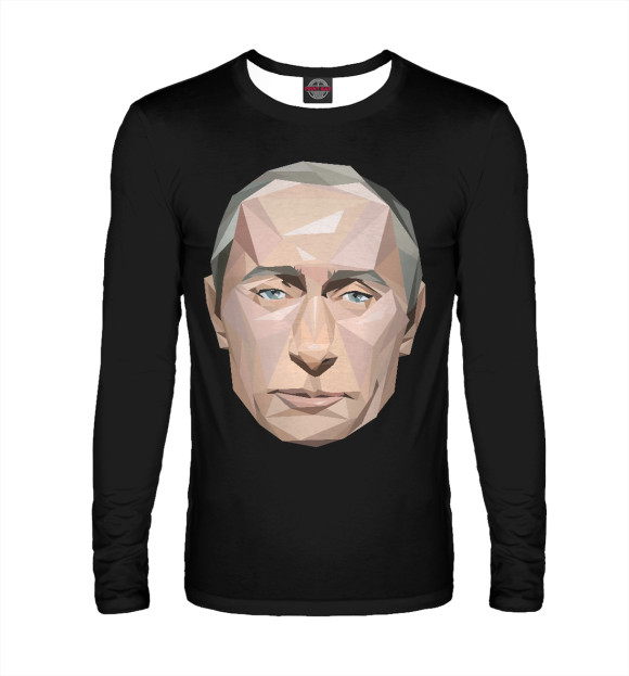 Мужской лонгслив с изображением Путин Мозаика цвета Белый