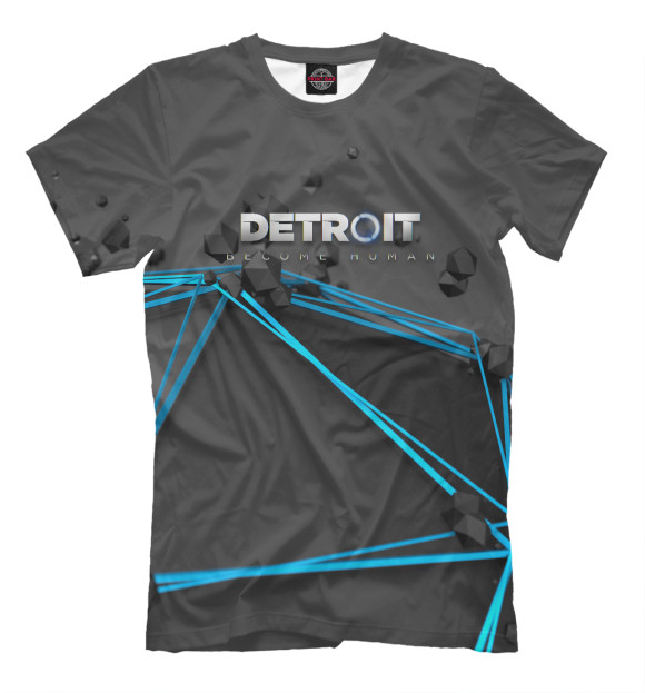 Мужская футболка с изображением Detroit the game цвета Серый