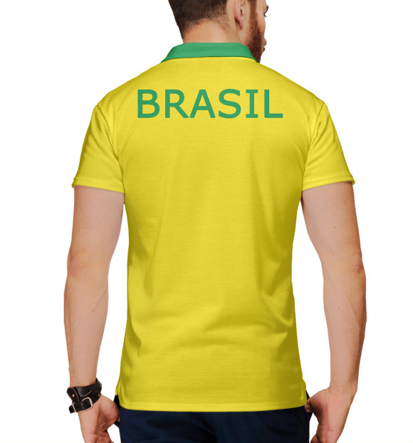 Мужское поло с изображением Бразилия цвета Белый