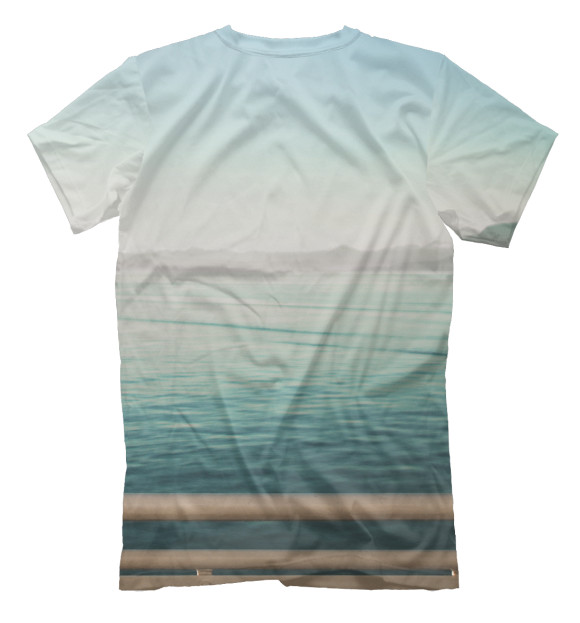 Мужская футболка с изображением Девушка на фоне моря цвета Белый