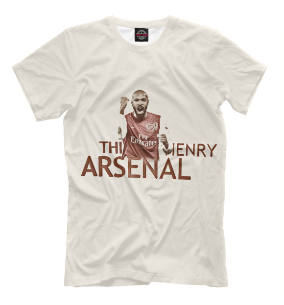 Мужская футболка с изображением FC Arsenal - Тьерри Анри цвета Молочно-белый