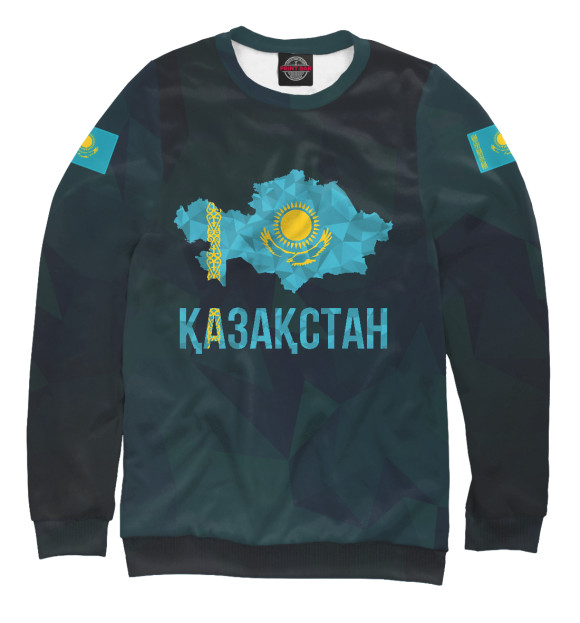 Мужской свитшот с изображением Kazakhstan цвета Р‘РµР»С‹Р№