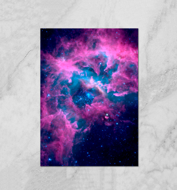 Плакат с изображением Сиреневый космос цвета Белый