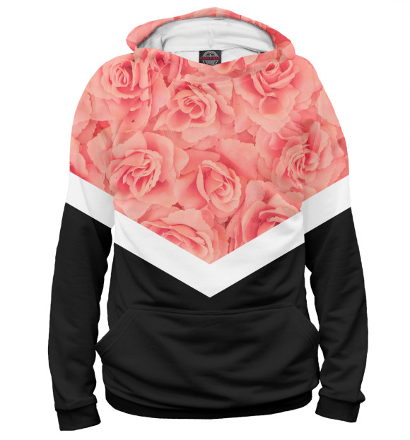 Женское худи с изображением Розовые Розы цвета Белый