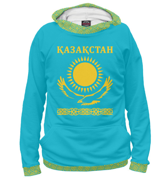 Женское худи с изображением Казахстан цвета Р‘РµР»С‹Р№