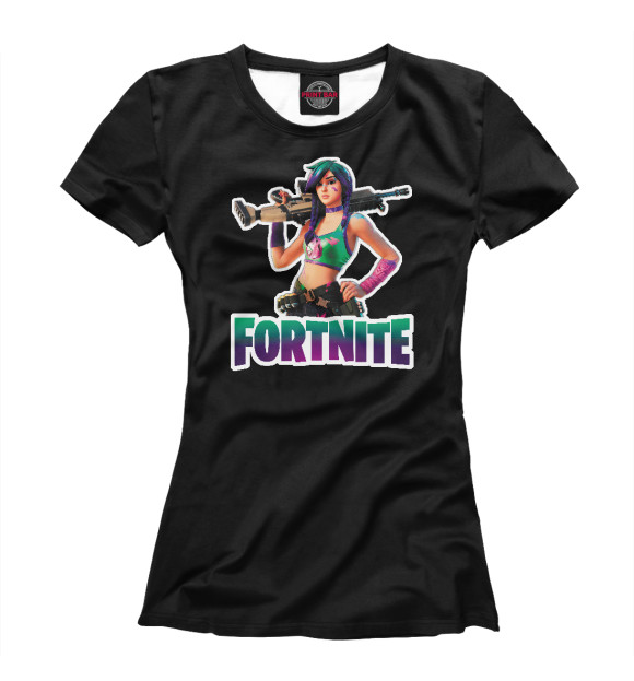 Женская футболка с изображением Fortnite - Girl with Gun цвета Белый