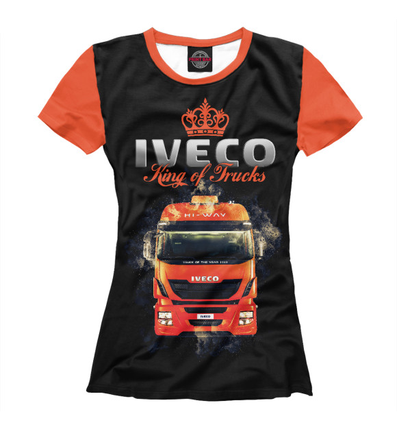 Женская футболка с изображением IVECO - король грузовиков цвета Белый