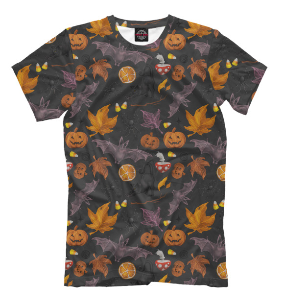 Мужская футболка с изображением Halloween - Autumn Holiday цвета Молочно-белый