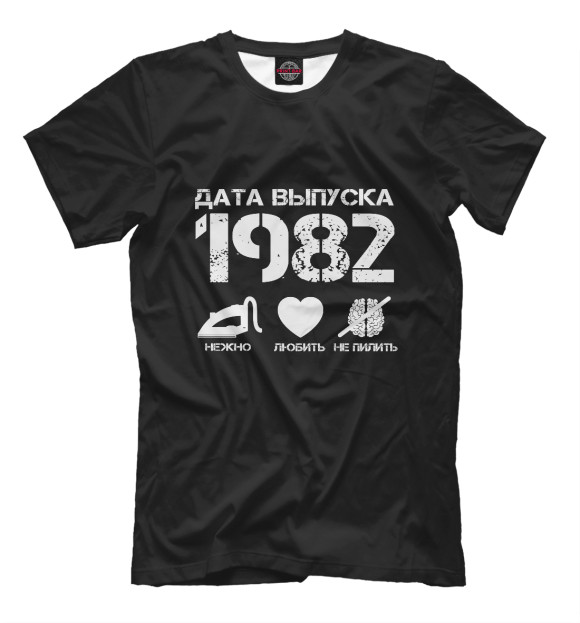 Мужская футболка с изображением Дата выпуска 1982 цвета Черный