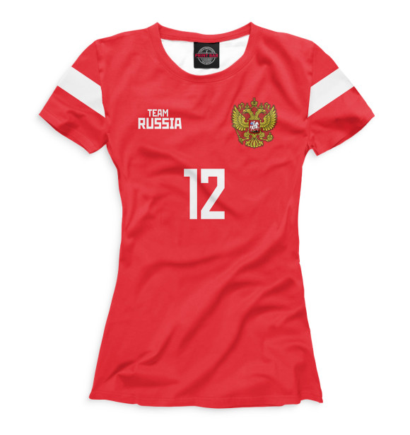 Женская футболка с изображением Сборная России Лунев цвета Белый