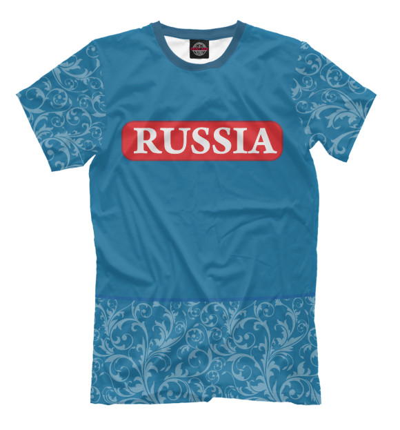 Мужская футболка с изображением Россия цвета Грязно-голубой